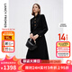朗姿2025年春季新款黑色長(zhǎng)裙高級(jí)感氣質(zhì)法式設(shè)計(jì)感收腰襯衫連衣裙 黑色 2XL