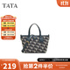 他她（TATA）復古老花手提包女包包休閑手拎包單肩包春季新款X3410AX5 蘭灰/綠 F