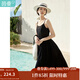茵曼（INMAN）時(shí)尚純色女裝吊帶連衣裙顯瘦提花肌理2025夏季新品中長(cháng)裙子 黑色 XL
