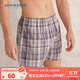 舒雅（Schiesser）男士純棉格紋印花透氣阿羅褲睡褲家居短褲E9/24869X 灰紫 XL