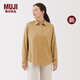 無(wú)印良品（MUJI） 女式法蘭絨襯衫領(lǐng)長(zhǎng)袖襯衫女士襯衣內(nèi)搭上衣純棉秋季新品女裝 暗黃色 M （160/84A）