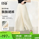 歐莎（OSA）冰絲休閑褲女夏季薄款小個(gè)子寬松慵懶風(fēng)垂墜感闊腿褲八分褲裙 淺杏色 M