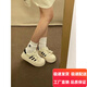 百麗踏貝殼大頭娃娃鞋女2025秋新款小眾休閑板鞋厚的底面包鞋運動(dòng)鞋 米白色 40