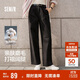 森馬（Semir）休閑褲女純棉打褶闊腿褲腰帶秋復古磨毛長(cháng)褲顯腿長(cháng)101524127005A