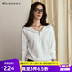 Olrain歐芮兒法式鏤空簡(jiǎn)約上衣女裝秋季2025新款連帽織花毛針織衫 米杏色 L