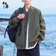 初唐棒球服夾克男外套情侶秋季立領(lǐng)簡(jiǎn)約百搭寬松休閑飛行服 軍綠 L 