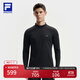 FILA 斐樂(lè )官方男裝針織長(cháng)袖上衣2025冬新款健身運動(dòng)半拉鏈基礎長(cháng)T 深黑-BK XL 180/100A/XL