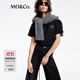 MO&Co.【抗菌防螨】棉質(zhì)T恤春秋愛(ài)心切割水鉆綴飾刺繡短袖黑色白色 黑色 S