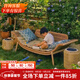 紫葉（ziye）陽(yáng)臺貴妃躺椅沙發(fā)組合藤椅雙人長(cháng)椅陽(yáng)臺桌椅三件套藤椅懶人沙發(fā)椅 雙人椅(配坐墊抱枕)原木色