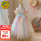 G.duck小黃鴨女童連衣裙夏季公主裙兒童蝴蝶翅膀仙女裙蓬蓬紗生日禮服裙 彩色 110 尺碼4~5歲【100-110cm】