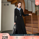 三彩若潮大碼女裝2025冬季新款假兩件連衣裙襯衫領(lǐng)長(cháng)袖高腰胖MM 經(jīng)典黑 2XL 175/100B
