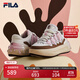 FILA 斐樂(lè )官方女鞋CARROT摩登板鞋蘿卜鞋休閑厚底鞋子女 白中白/烤椰絲棕-BT 37.5