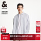 杰克·瓊斯（JACK&JONES）百搭時(shí)尚簡(jiǎn)約潮條紋logo織布尖領(lǐng)長(cháng)袖襯衫外套上衣男裝225205003 A06本白色 常規 M