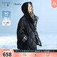 三彩2025冬季新款連帽羽絨服格子拼接白鴨絨外套中長(cháng)女 經(jīng)典黑預售[付款30天內]發(fā) M 160/84A