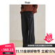 旅途原品ltyp 250G美麗諾羊毛混紡及地褲 時(shí)尚垂感休閑長(cháng)褲女冬 黑花灰 S