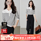 晚白【新品】2025秋款含羊毛高級感上衣時(shí)尚減齡氣質(zhì)百搭套頭針織衫女 條紋 M