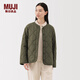 無(wú)印良品（MUJI） 女式 蓬松棉服絎縫夾克 女裝外套女款棉衣25年秋冬 BD10NA5A 卡其綠 M (160/84A)