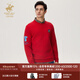 比華利保羅2025秋季新款男士圓領(lǐng)衛衣運動(dòng)保暖上衣 大紅 L