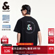 杰克·瓊斯（JACK&JONES）25年男裝短袖t恤男夏季【涼感】重磅華夫格寬松潮流鐳射反光半袖 E40黑色 常規(guī) L