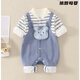 嬰兒秋裝男寶0一1歲連體網(wǎng)紅嬰兒春秋連體衣6-12個(gè)月寶寶衣服長(cháng)袖假倆件洋氣外套韓式爬服05 藍色 春秋款 90 8-12個(gè)月  76-81cm