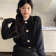 妙奕嘉開(kāi)衫針織衫女毛衣外套2025新款秋冬季外搭高級感小香風(fēng)上衣顯瘦 單排圓扣針織毛衣外套【黑色】 均碼 【建議90-130斤】