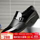 蜘蛛王男鞋春秋商務(wù)正裝鞋套腳男士皮鞋時(shí)尚舒適爸爸鞋子男 黑色 42 