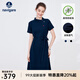 Navigare意大利小帆船短袖連衣裙女士夏季棉質(zhì)斜領(lǐng)裙子時(shí)尚顯瘦半袖a字裙 海軍藍 L 碼