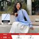 GAP男女裝夏季純棉logo條紋長(cháng)袖襯衫寬松廓形上衣461250 藍色 S (165/88A) 亞洲尺碼