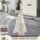 絲柏舍法式V領(lǐng)碎花連衣裙女2025夏裝新款收腰修身顯瘦過(guò)膝長(cháng)裙