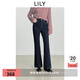 LILY2025冬新款復(fù)古原色彈力修身加絨休閑通勤深色微喇褲牛仔褲女 419牛仔藍(lán) L