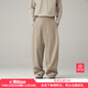 藍岐BLUE MONTE羊毛垂墜感休閑西裝長(cháng)褲早秋戶(hù)外寬松直筒彎刀褲男 青稞黃 L