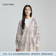 Calvin Klein Jeans秋冬女士通勤簡(jiǎn)約ck字母提花紐扣V領(lǐng)毛衣針織開(kāi)衫J222311 PEE-米灰拼色 XS