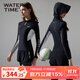 WATERTIME/水川 女士泳衣長(cháng)款泳褲分體防曬泡溫泉帶帽顯瘦游泳衣 黑色 M