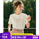Olrain歐芮兒法式溫柔風(fēng)短袖T恤女夏季寬松休閑體恤印花刺繡上衣 米白色 S