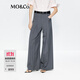MO&Co.【C+系列】西褲夏醋酸綿羊毛中腰闊腿褲M(mǎn)BE2PAT023 中花灰色 XS 155
