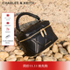 CHARLES&KEITH菱格鏈條手提斜挎小方包盒子包包女包生日禮物CK2-80782534 Black黑色 小包