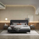 顧家家居（KUKA）B1070雅典娜真皮意式極簡(jiǎn)造型輕奢大床線(xiàn)下同款 曜石黑 1.8米*2米