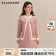 E·LAND KIDS衣戀早春新品女童甜美復古千鳥(niǎo)格連衣裙套裝 Red紅色/20 130 cm