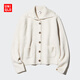 優(yōu)衣庫女裝舒芙蕾針織開(kāi)衫/長(cháng)袖外套空調衫軟糯上衣472093 01 乳白色 S /155/80A