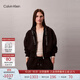 Calvin KleinJeans25秋冬新款女美式休閑ck寬松抓絨提花織帶連帽開(kāi)衫外套衛衣 UB1-太空黑 S