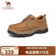駱駝（CAMEL）磨砂牛皮男士工裝大頭休閑皮鞋 G13A307163 駝色 42 