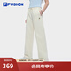 FILA FUSION斐樂(lè )潮牌針織長(cháng)褲男2025夏季新款時(shí)尚寬松收口休閑褲 【女】水乳白-IV L