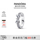 潘多拉（PANDORA）恒耀白蝴蝶戒指銀色密鑲雙環(huán)設(shè)計(jì)精致生日禮物送女友