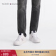 TOMMY HILFIGER25春夏新款男復古牛皮革拼色條紋厚底增高美式休閑運動(dòng)板鞋 白色YBS 41