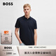 BOSS博斯【禮物】男士徽標印花棉質(zhì)珠地布短袖Polo衫 404-深藍色 M