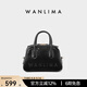 萬(wàn)里馬2025新品魔女保齡球包真皮小方包單肩斜挎通勤女包手提包七夕禮物 黑色（小號）