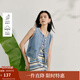 茵曼（INMAN）復古百搭牛仔馬甲背心2025夏季女裝新款短款顯瘦無(wú)袖馬夾上衣  牛仔藍 S