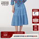 Teenie Weenie小熊女裝牛仔半身裙2025夏季新款復古長(cháng)裙丹寧蛋糕裙 淺藍色 S
