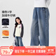 左西女童加絨褲子2025新款秋冬款兒童保暖牛仔褲女孩長(cháng)褲 牛仔色 150