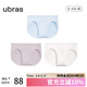 ubras60S新疆棉萊卡女士?jì)妊澟?A抗菌襠中腰三角褲3條 藍色+紫色+白XXL